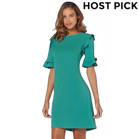 Creation L Dresses & Skirts - 2xHP🎉🎉NWOT Creation L Emerald Shift Ruffle Dress